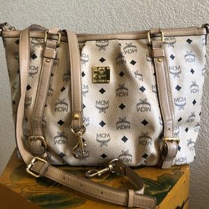 Authentic MCM Beige 2-Way Satchel
